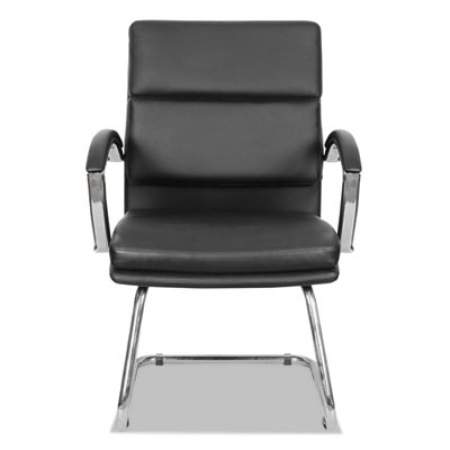 Alera Neratoli Slim Profile Guest Chair, Faux Leather, 23.81" x 27.16" x 36.61", Black Seat/Back, Chrome Base (NR4319)