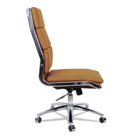Alera Neratoli High-Back Slim Profile Chair, Faux Leather, Support 275 lb, 17.32" to 21.25" Seat, Camel Seat/Back,Chrome Base (NR4159)