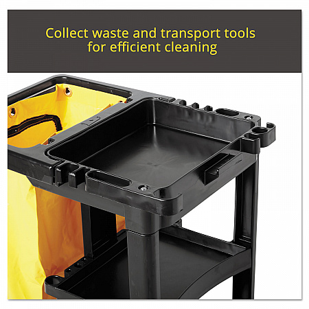 Multi-Shelf Cleaning Cart, Plastic, 4 Shelves, 1 Bin, 20
