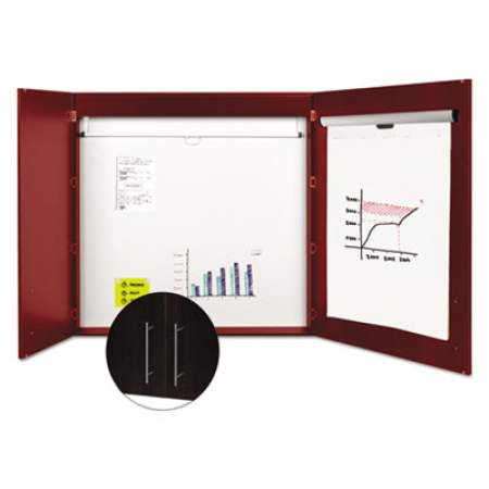 MasterVision Conference Cabinet, Porcelain Magnetic, Dry Erase, 48 x 48, Cherry (CAB01010130)