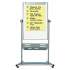 MasterVision Magnetic Reversible Mobile Easel, Vertical Orientation, 35.4" x 47.2", Board, 80" Tall Easel, White/Silver (QR5203)
