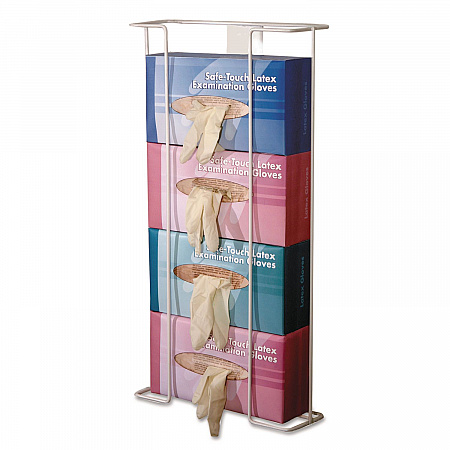 Wire Wall-Mount Glove Box Holder, 4-Box, Horizontal, Stainless Steel, White, 11 x 4 x 22 (BHQH004060)