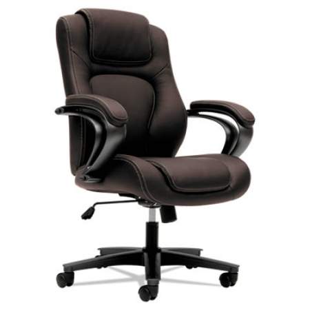 HON HVL402 Series Executive High-Back Chair, Supports Up to 250 lb, 17" to 21" Seat Height, Brown Seat/Back, Black Base (VL402EN45)