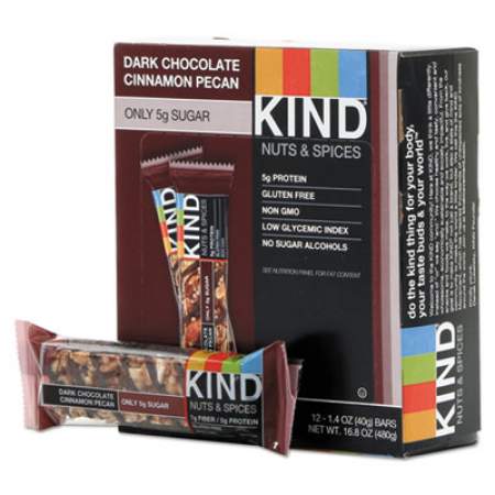 KIND Nuts and Spices Bar, Dark Chocolate Cinnamon Pecan, 1.4 oz, 12/Box (17852)