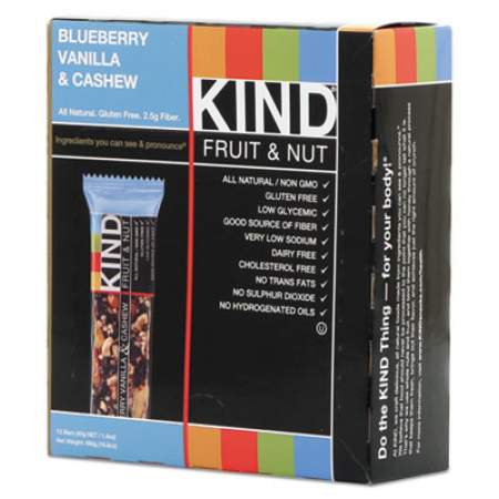 KIND Fruit and Nut Bars, Blueberry Vanilla and Cashew, 1.4 oz Bar, 12/Box (18039)