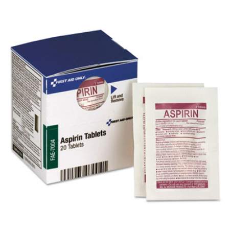 First Aid Only SmartCompliance Aspirin Refill, 2/Packet, 10 Packet/Box (FAE7004)