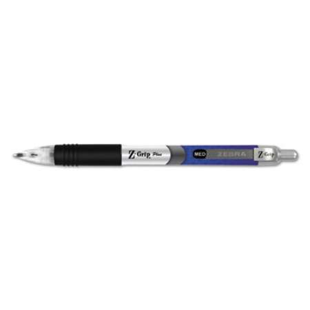 Zebra Z-Grip Plus Ballpoint Pen, Retractable, Medium 1 mm, Blue Ink, Blue Barrel, Dozen (25520)