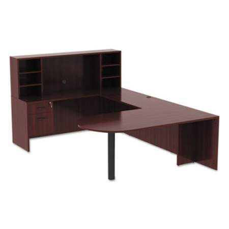 Alera Valencia Series D-Top Desk, 71" x 35.5" x 29.63", Mahogany (VA277236MY)