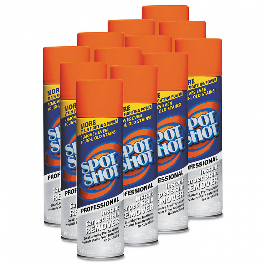 Spot Shot Professional Instant Carpet Stain Remover, Unscented, 18 oz Aerosol Spray, 12/Carton (009934)