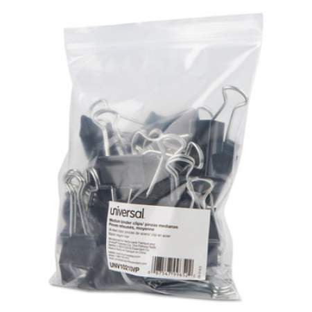 Universal Binder Clips in Zip-Seal Bag, Medium, Black/Silver, 36/Pack (10210VP)