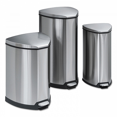 Step-On Receptacle, 4 gal, Stainless Steel, Chrome/Black (9685SS)