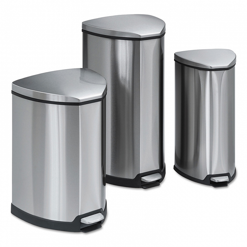 Step-On Receptacle, 4 gal, Stainless Steel, Chrome/Black (9685SS)