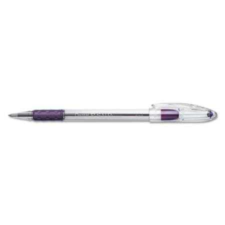 Pentel R.S.V.P. Ballpoint Pen, Stick, Fine 0.7 mm, Violet Ink, Clear/Violet Barrel, Dozen (BK90V)