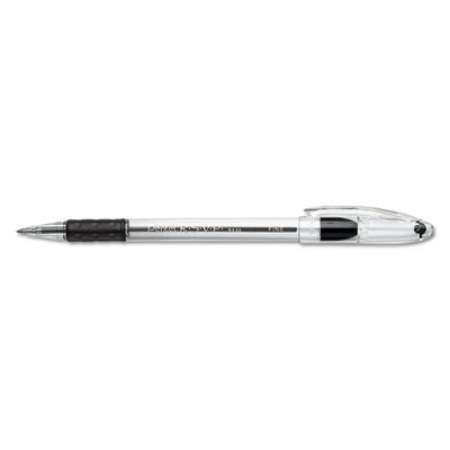 Pentel R.S.V.P. Ballpoint Pen, Stick, Fine 0.7 mm, Black Ink, Clear/Black Barrel, Dozen (BK90A)