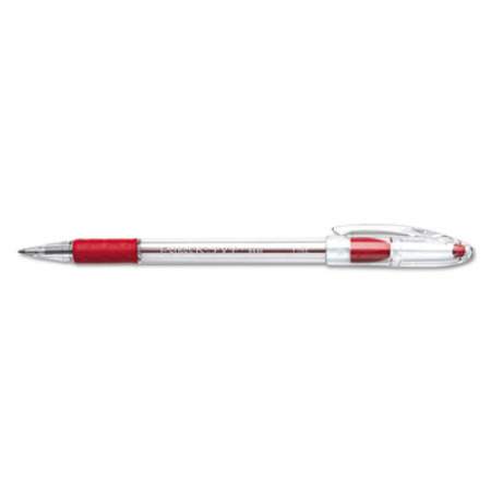 Pentel R.S.V.P. Ballpoint Pen, Stick, Fine 0.7 mm, Red Ink, Clear/Red Barrel, Dozen (BK90B)