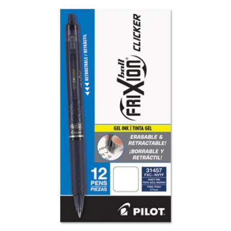 Pilot FriXion Clicker Erasable Gel Pen, Retractable, Fine 0.7 mm, Navy Ink, Navy Barrel (31457)