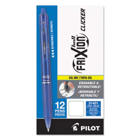 Pilot FriXion Clicker Erasable Gel Pen, Retractable, Fine 0.7 mm, Blue Ink, Blue Barrel (31451)