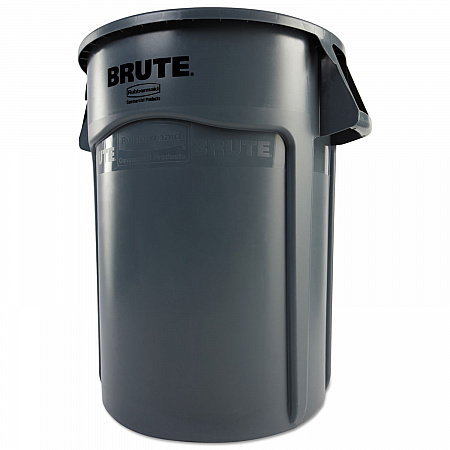 Vented Round Brute Container, 44 gal., Plastic, Gray (264360GY)