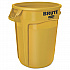Vented Round Brute Container, 32 gal, Plastic, Yellow (2632YEL)