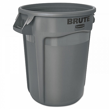 Vented Round Brute Container, 32 gal, Plastic, Gray (263200GY)