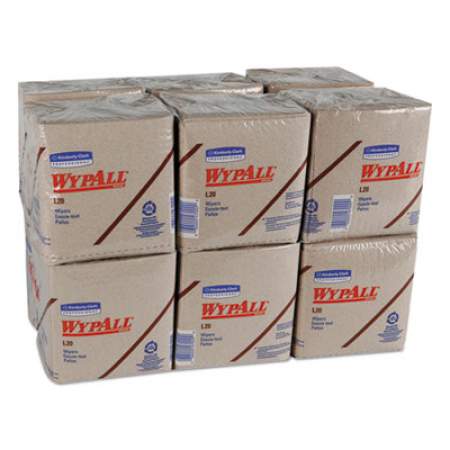 WypAll L20 Towels, 1/4 Fold, 2-Ply, 12 1/2 x 12, Brown, 68/Pack, 12 Packs/Carton (47000)