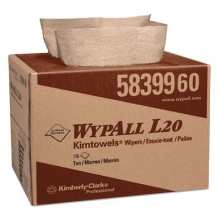 WypAll L20 Towels, BRAG Box, 2-Ply, 12 1/2 x 16 4/5, Brown, 176/Box (58399)