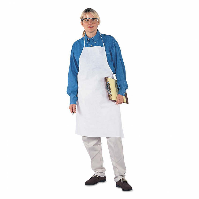 A20 Breathable Particle Protectioin Apron 36550, MICROFORCE Barrier SMS Fabric,  One Size Fits Most, White (36550)