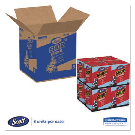 Scott Shop Towels, POP-UP Box, Blue, 10 x 12, 200/Box, 8 Boxes/Carton (75190)