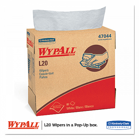 L20 Towels, POP-UP Box, 4-Ply, 9.1 x 16.8, Unscented, White, 88/Box, 10 Boxes/Carton (47044)