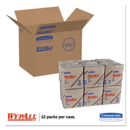 WypAll L20 Towels, 1/4 Fold, 2-Ply, 12 1/2 x 12, Brown, 68/Pack, 12 Packs/Carton (47000)