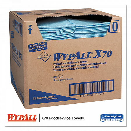 X70 Foodservice Towels, 1/4 Fold, 12.5 x 23.5, Unscented, Blue, 300/Carton (05927)