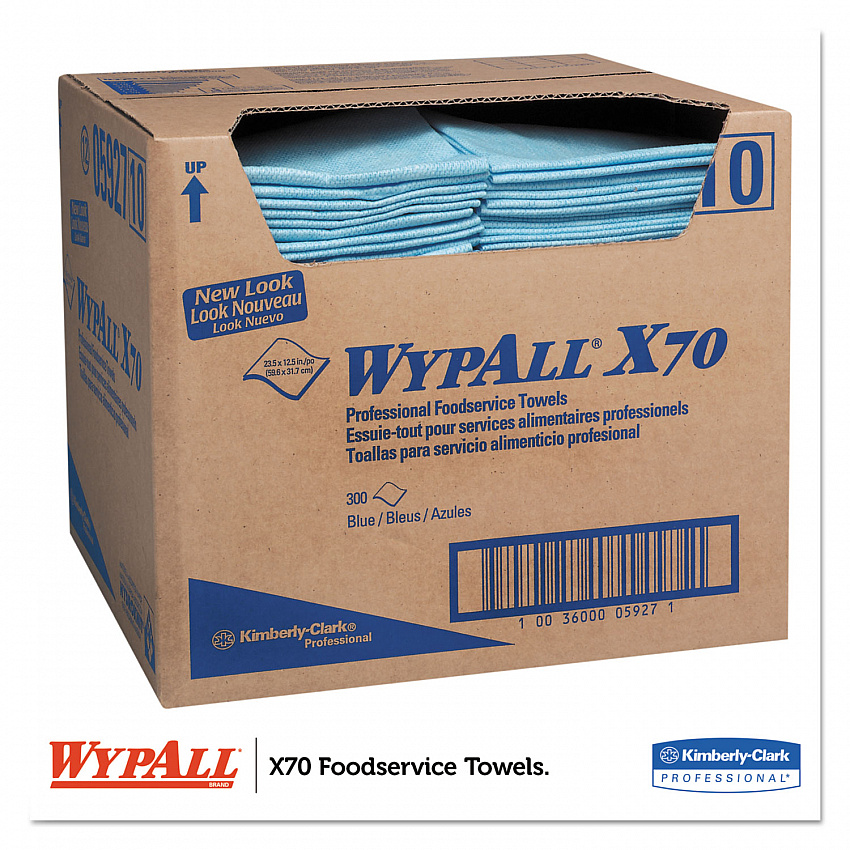 X70 Foodservice Towels, 1/4 Fold, 12.5 x 23.5, Unscented, Blue, 300/Carton (05927)