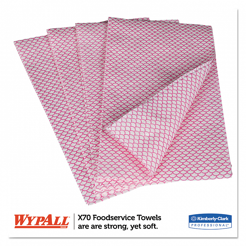 X70 Foodservice Towels, 1-Ply, 12.5 x 23.2, Red, 300/Carton (06354)