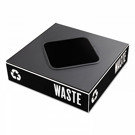 Public Square Recycling Container Lid, Square Opening, 15.25w x 15.25d x 2h, Black (2989BL)
