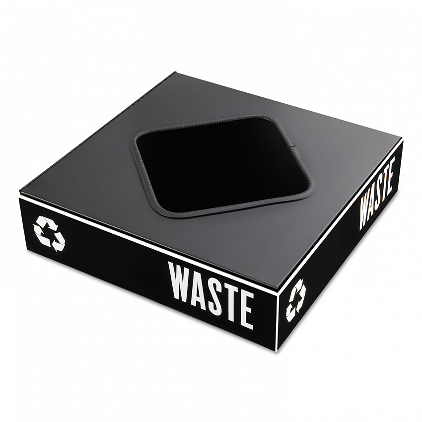 Public Square Recycling Container Lid, Square Opening, 15.25w x 15.25d x 2h, Black (2989BL)