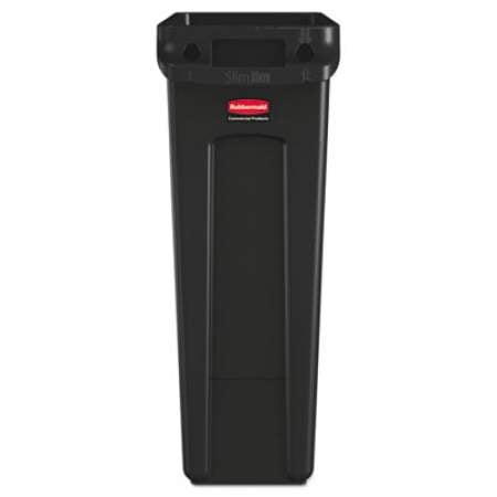Rubbermaid Commercial Slim Jim Receptacle with Venting Channels, Rectangular, Plastic, 23 gal, Black (354060BK)