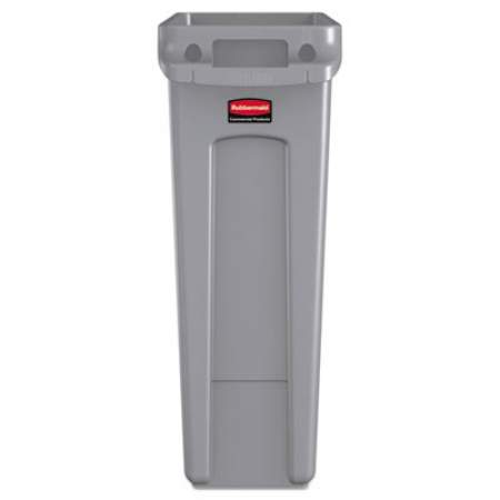 Rubbermaid Commercial Slim Jim Receptacle with Venting Channels, Rectangular, Plastic, 23 gal, Gray (354060GY)
