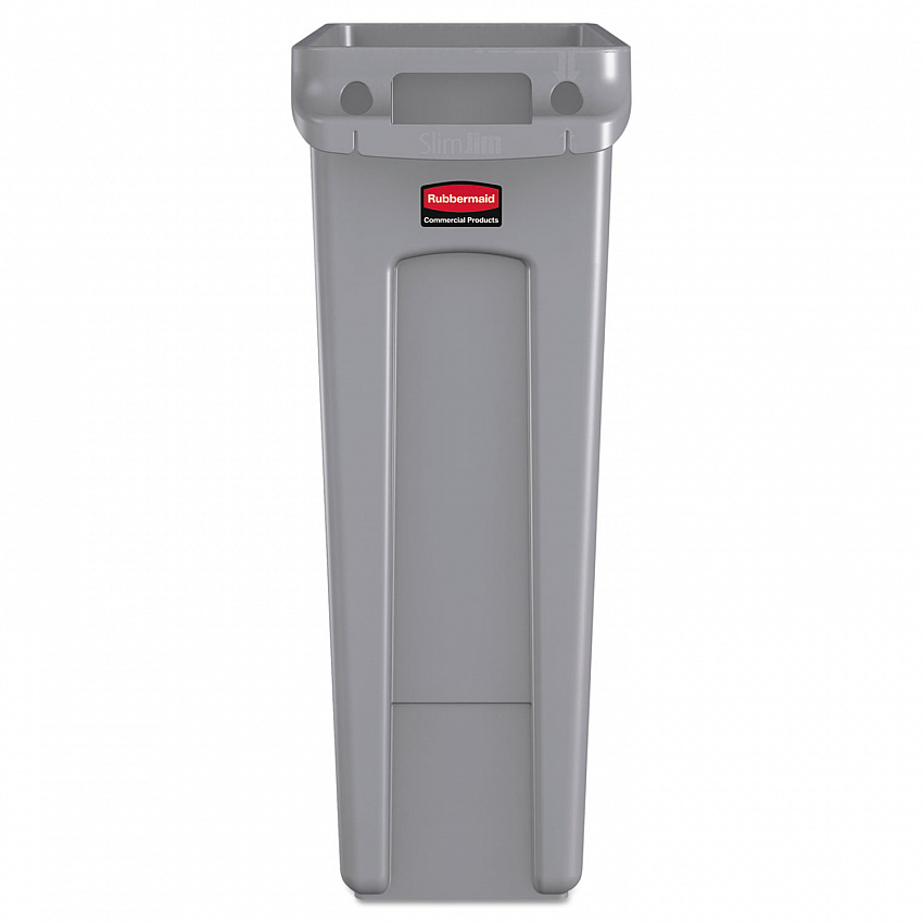 Slim Jim with Venting Channels, 23 gal, Plastic, Gray (354060GY)