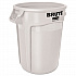 Vented Round Brute Container, 32 gal, Plastic, White (2632WHI)