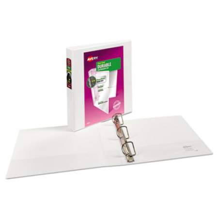 Avery Durable View Binder with DuraHinge and Slant Rings, 3 Rings, 1.5" Capacity, 11 x 8.5, White (17022)