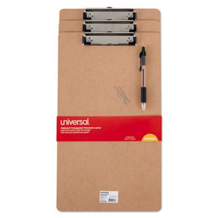 Universal Hardboard Clipboard, 1/2" Capacity, Holds 8 1/2w x 14h, Brown, 3/Pack (05563)