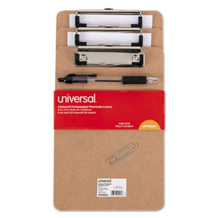 Universal Hardboard Clipboard with Low-Profile Clip, 1/2" Capacity, 6 x 9, Brown, 6/Pk (05561)