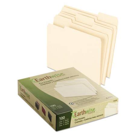 Pendaflex Earthwise by 100% Recycled Manila File Folders, 1/3-Cut Tabs, Letter Size, 100/Box (74520)