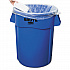 Vented Round Brute Container, 44 gal, Plastic, Blue (264360BE)