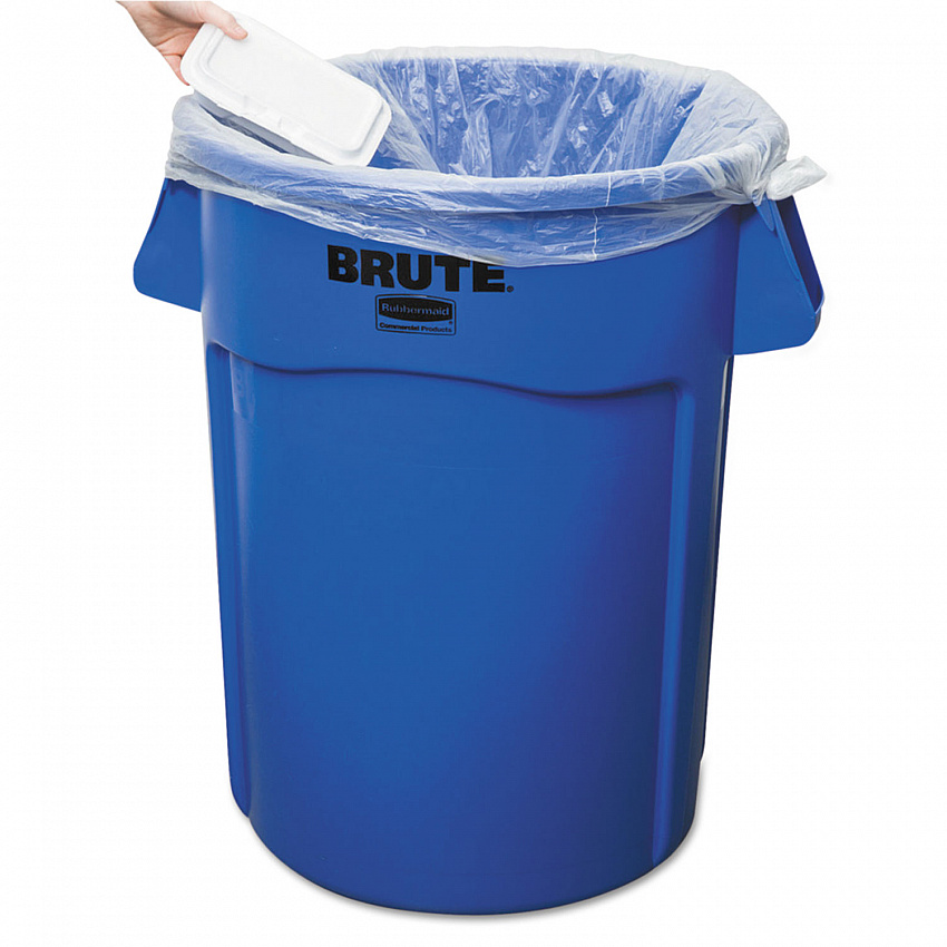 Vented Round Brute Container, 44 gal, Plastic, Blue (264360BE)