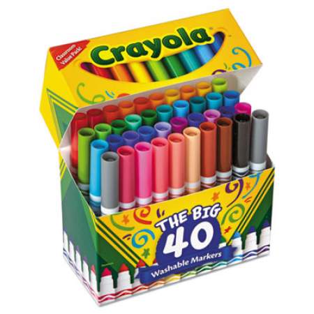 Crayola Ultra-Clean Washable Markers, Broad Bullet Tip, Assorted Colors, 40/Set (587858)