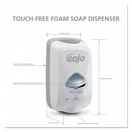 TFX Touch-Free Automatic Foam Soap Dispenser, 1,200 mL, 4.1 x 6 x 10.6, Gray (274012)