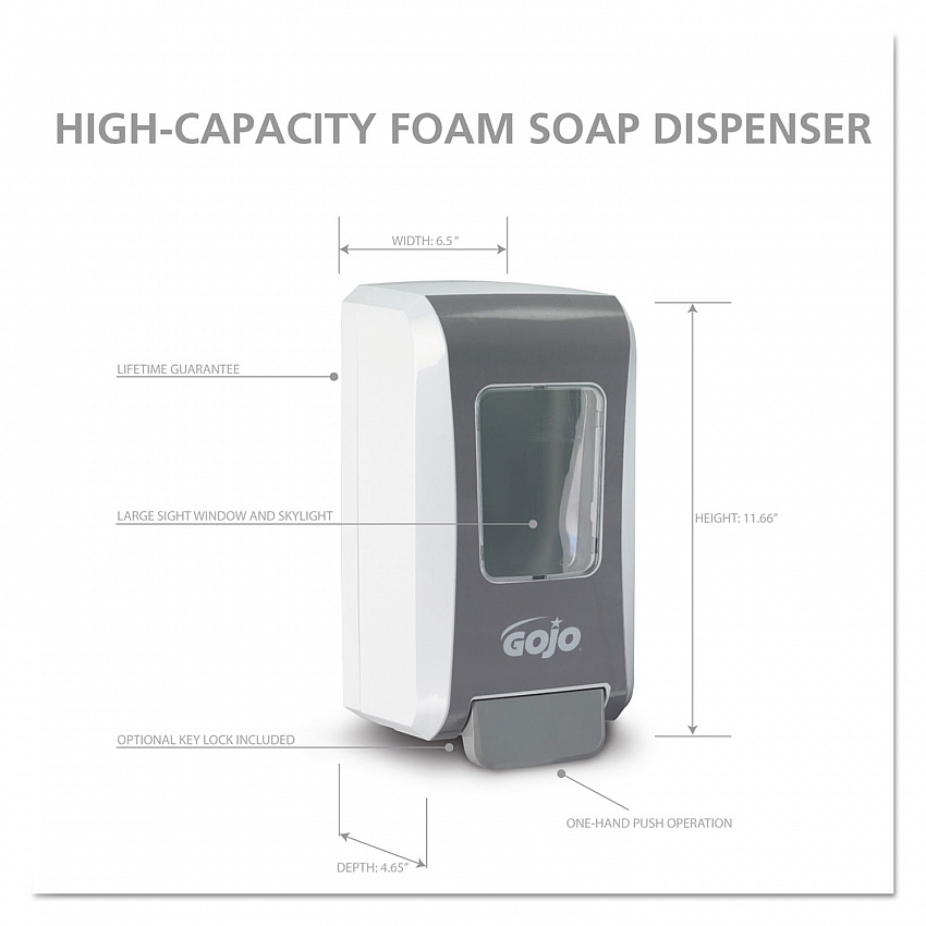 FMX-20 Soap Dispenser, 2 L, 6.5 x 4.7 x 11.7, White/Gray, 6/Carton (527006)