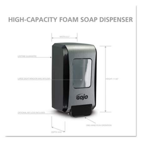 GOJO FMX-20 SOAP DISPENSER, 2000 ML, 6.5" X 4.7" X 11.7", BLACK/CHROME, 6/CARTON (527106)