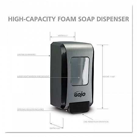 FMX-20 Soap Dispenser, 2 L, 6.5 x 4.7 x 11.7, Black/Chrome, 6/Carton (527106)